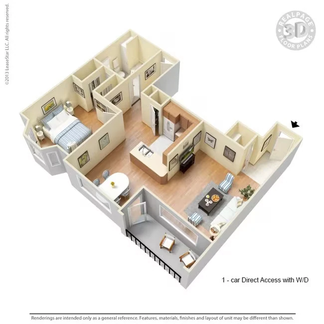 1 Bed 1 Bath 929 SqFt (830 Net) 3313 floor plan